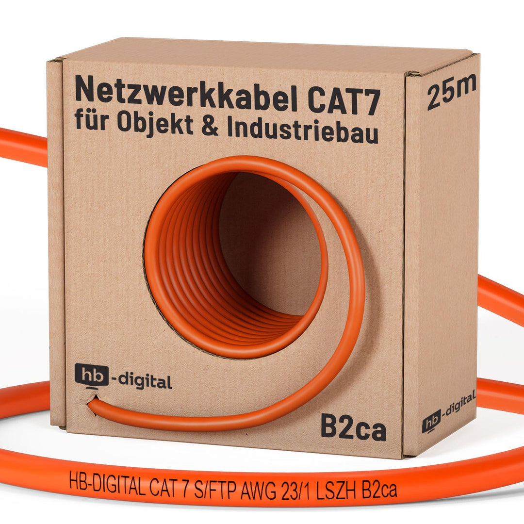 HB-DIGITAL 25m CAT 7 Netzwerkkabel LAN Kabel Verlegekabel 10 Gbit/s Ethernet PoE++ Installationskabe