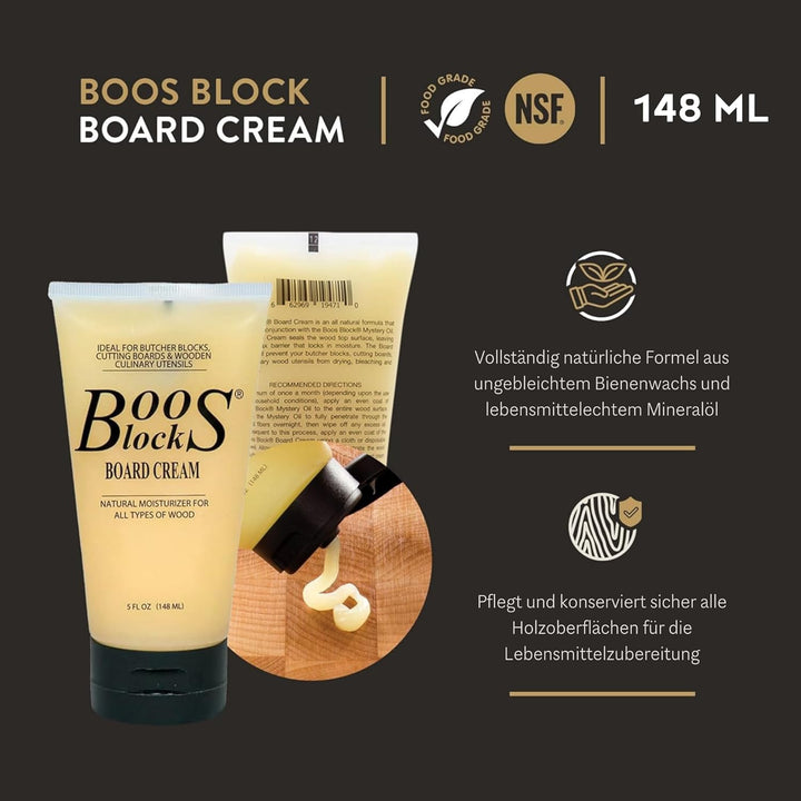 Boos Block Board Cream - 148 ML - Schneidebrett Wachs - Holzwachs Lebensmittelecht - Beeswax Für Hol