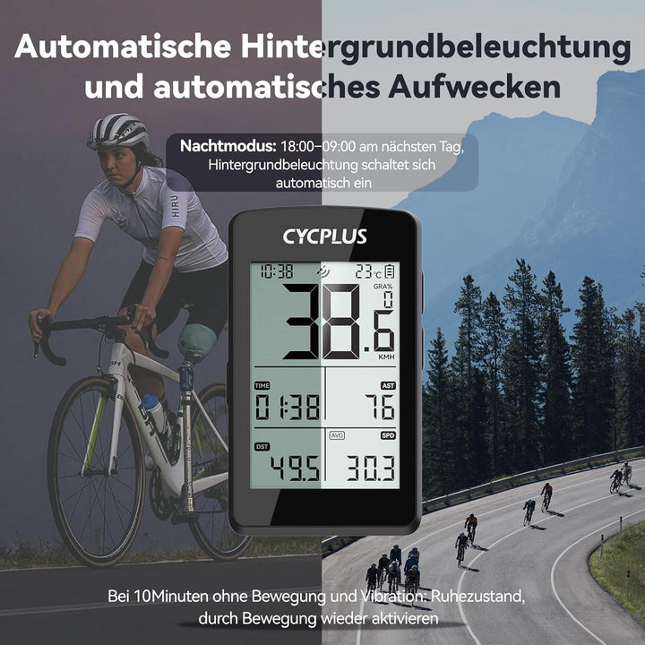 CYCPLUS GPS Fahrradcomputer, ANT+ Fahrradcomputer GPS mit Bluetooth5.0, 2,8-Zoll-LCD-Bildschirm, Fah