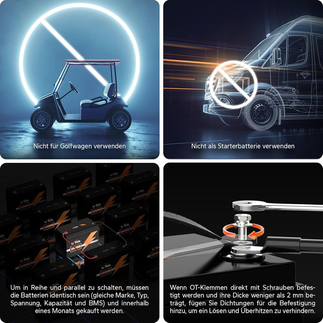 LiTime 12V 50Ah LiFePO4 Batterie mit Max. 15000 Zyklen und 10 Jahre Lebensdauer, Eingebautes 50A BMS