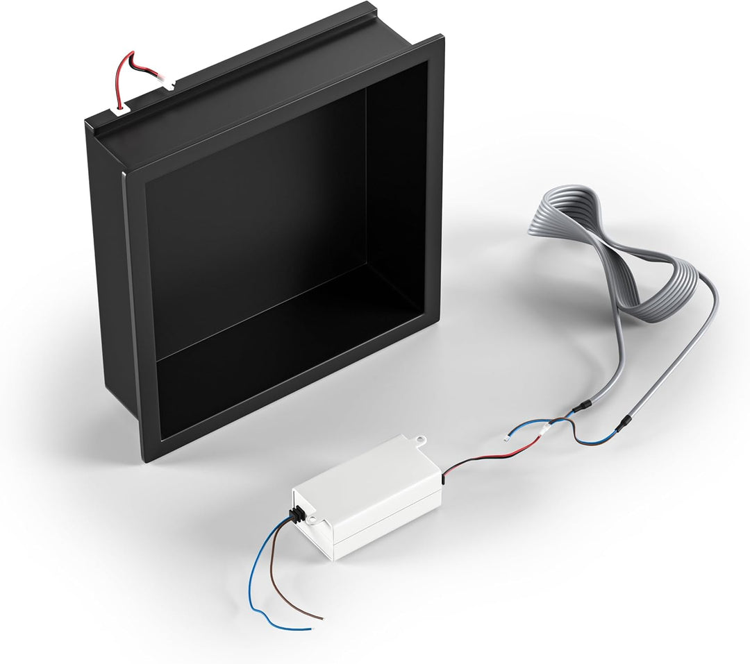 Wandnische Dusche Edelstahl mit LED-Streifenlicht, 30 cm x 30 cm, Wasserdicht - Keine Fliesen Erford