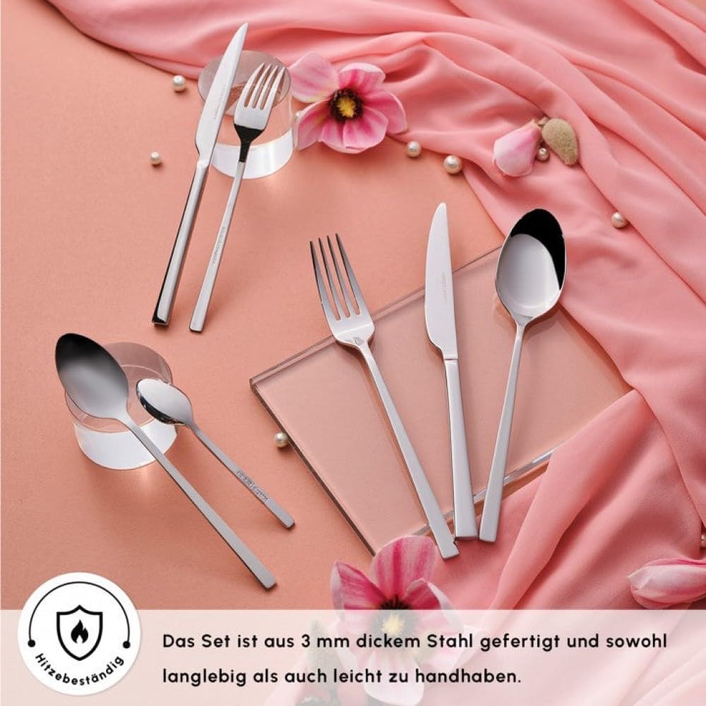 Karaca Serenity Elegance Besteck Set 12 Personen Spülmaschinenfest Essbesteck, 84 teilig Silver Best