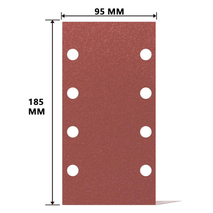 Senmai Tools Schleifpapier 93 x 185 mm Klett, Schleifblatt 8 Löcher, Schleifblätter Körnung 40 60 80