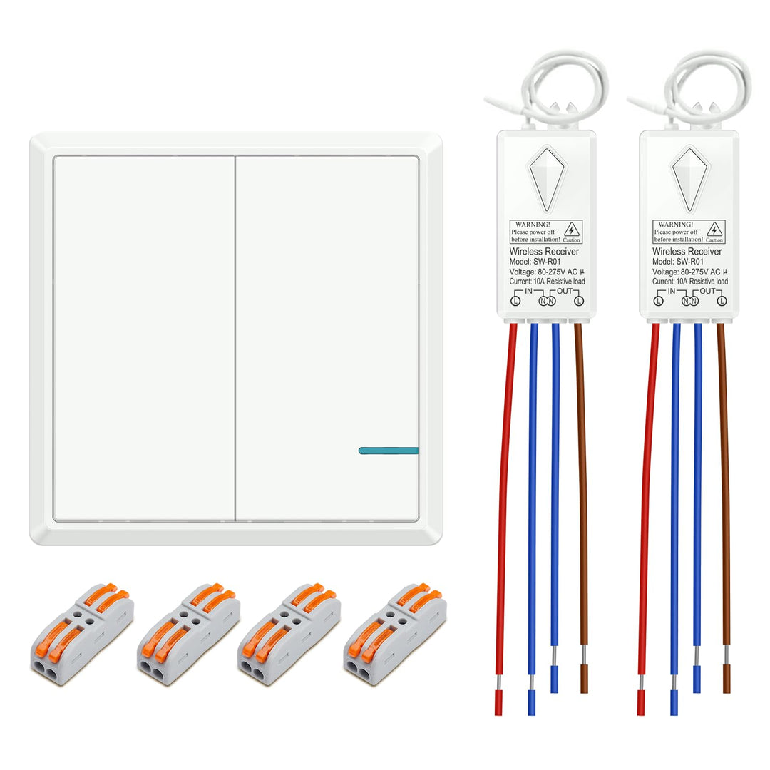 Lichtschalter Set, Thinkbee Funkschalter mit Empfänger Wasserdichter Wireless Lichtschalter Fernbedi
