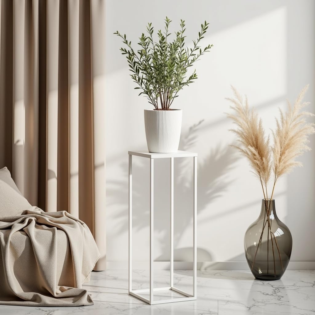 Pflanzenständer Ferro - 24x24x70cm - Farbe Weiss - für Zimmerblumen - Metallregal - Dekorativer Tisc