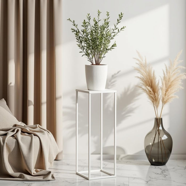 Pflanzenständer Ferro - 24x24x70cm - Farbe Weiss - für Zimmerblumen - Metallregal - Dekorativer Tisc