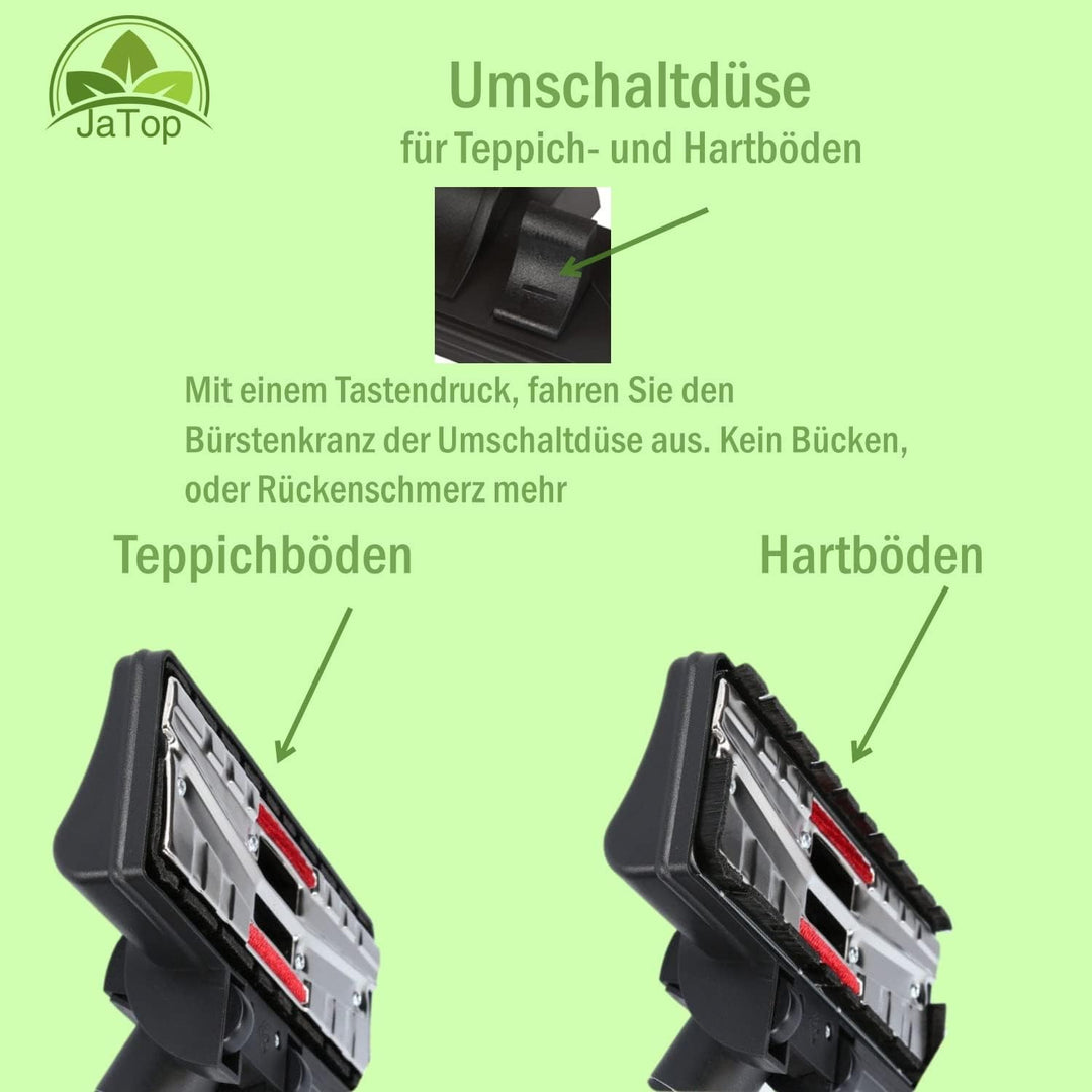 Staubsaugerdüse 37/30 mm, Universal Bodendüse mit 2 Rollen, Fadenheber und Bürste Anschluss-Adapter,