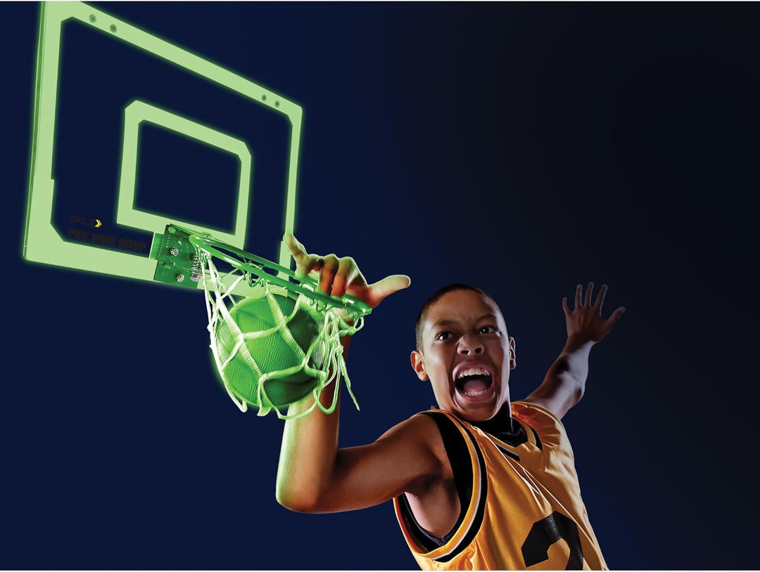 SKLZ Pro Mini Basketballkorb - Indoor Basketballkorb mit Ball Single Mitternacht/leuchtet im Dunkeln