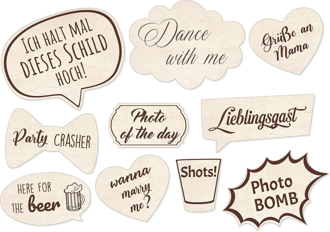 Holzura Fotobox Accessoires Hochzeit Requisiten, Schilder aus Holz mit Sprüchen, Wedding Props Zubeh