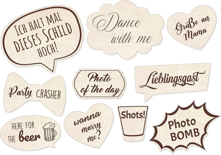 Holzura Fotobox Accessoires Hochzeit Requisiten, Schilder aus Holz mit Sprüchen, Wedding Props Zubeh