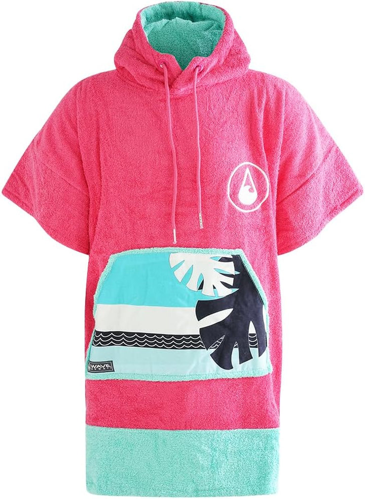 WAVE HAWAII Surfponcho für Körpergrössen von 90-120 cm Poncho ÖKO Baumwolle Umkleidehilfe für Schwim
