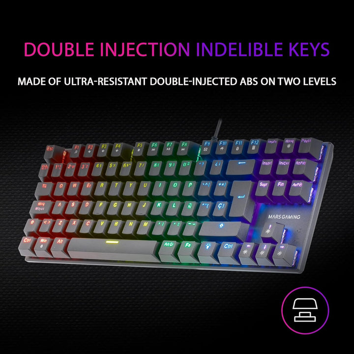 Mars Gaming MK80 Schwarz, US Sprache, Mechanische Gaming Tastatur TKL FRGB, Antighosting, Switch Mec