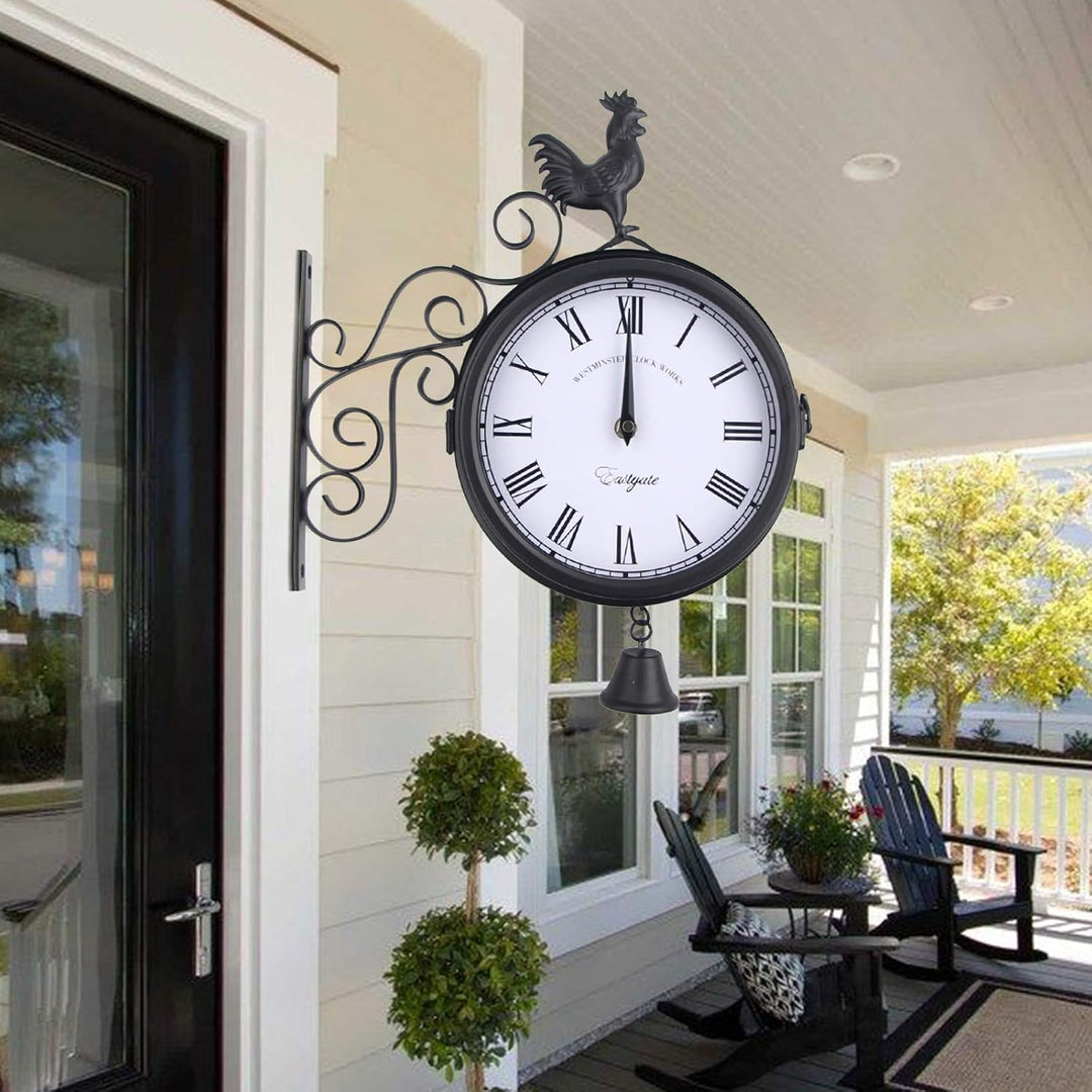 Gartenuhr im Vintage-Stil, Wanduhr im antiken Stil Outdooruhr Wasserfest Outdoor Garten Uhr Bahnhofs