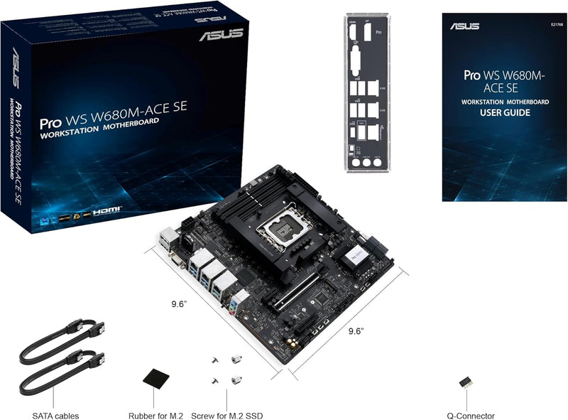 ASUS Pro WS W680M-ACE SE Intel LGA 1700 mATX BMC AST2600 Workstation Motherboard, PCIe 5.0x16, DDR5,