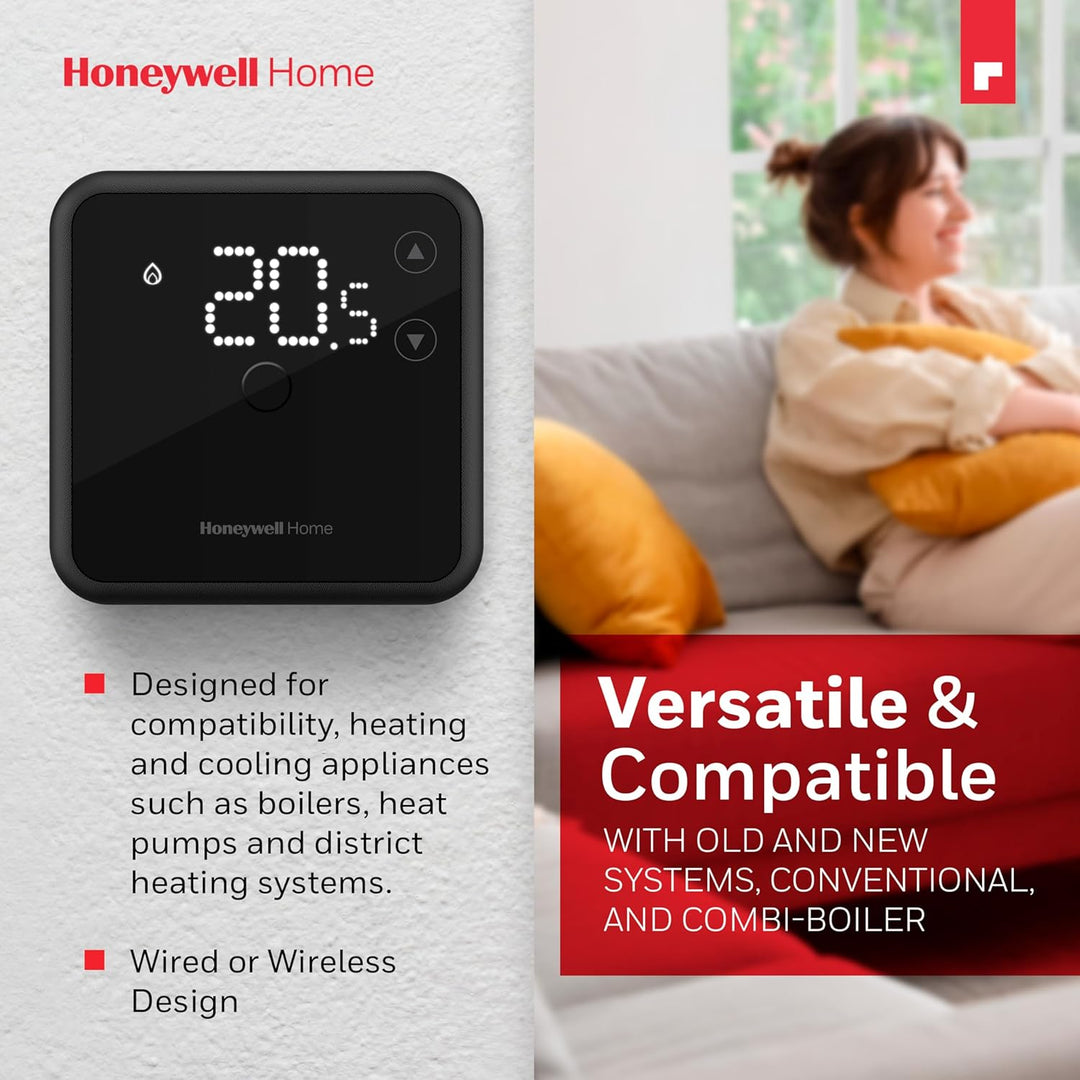 Honeywell Home DT3 Verdrahteter Raumthermostat, EIN/Aus Verkabelt | Premium Schwarz, Verkabelt | Pre