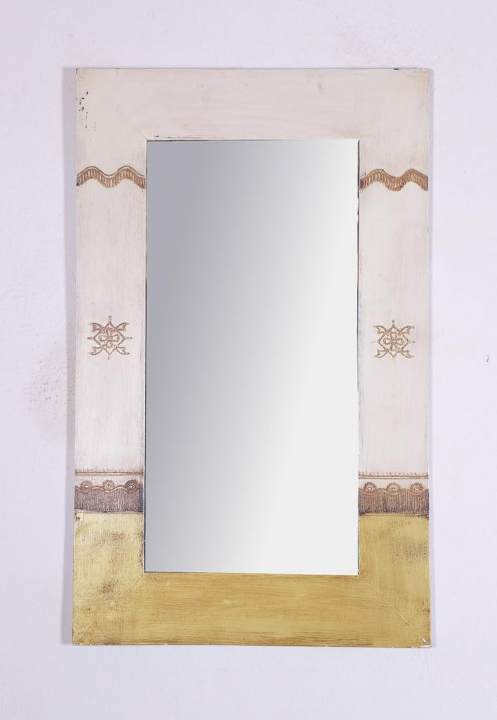 GURU SHOP Spiegel Bagru - Modell 2, Beige, 80x50x2 cm, Spiegel, Modell 2