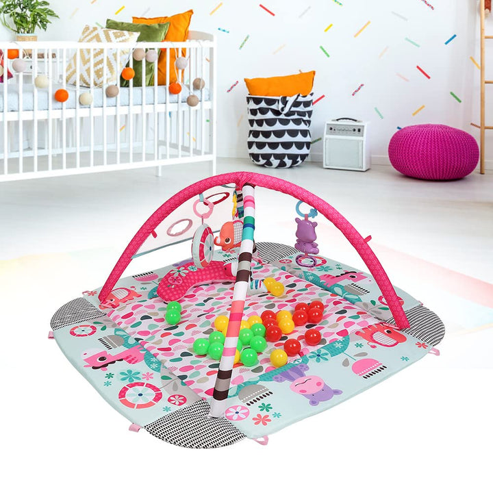 4-in-1 Baby Spieldecke Laufstall, Spielbogen, Bällebad Spielmatte mit Spielbogen Abnehmbarem,Neugebo