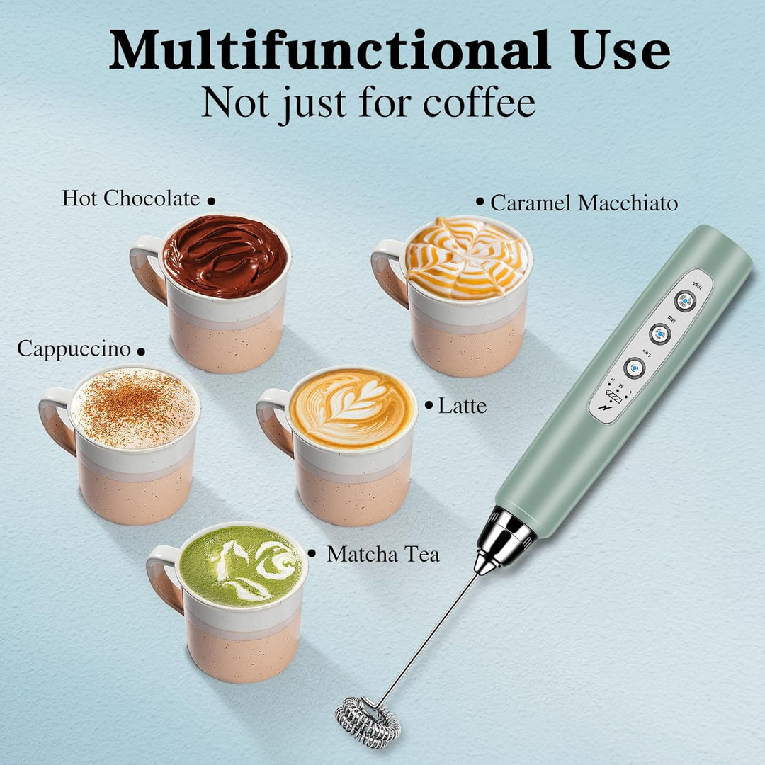 BSRGMS Milchaufschäumer Handheld für Kaffee, Elektrischer Schneebesen 3 Geschwindigkeit Einstellbar,