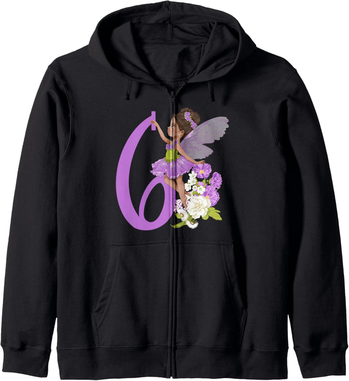 6. Geburtstag Fee Mädchen Blumenfee Feen Schwarze Fee Kapuzenjacke