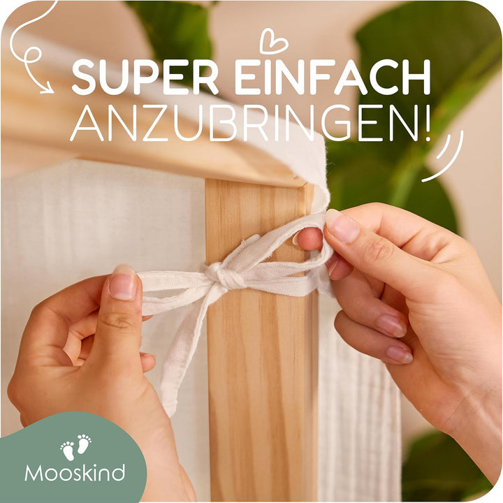 Hausbett Himmel – Aus weichem Musselin in 9 Farben – 100% Bio-Baumwolle – Traumhafte Hausbett Deko &amp;