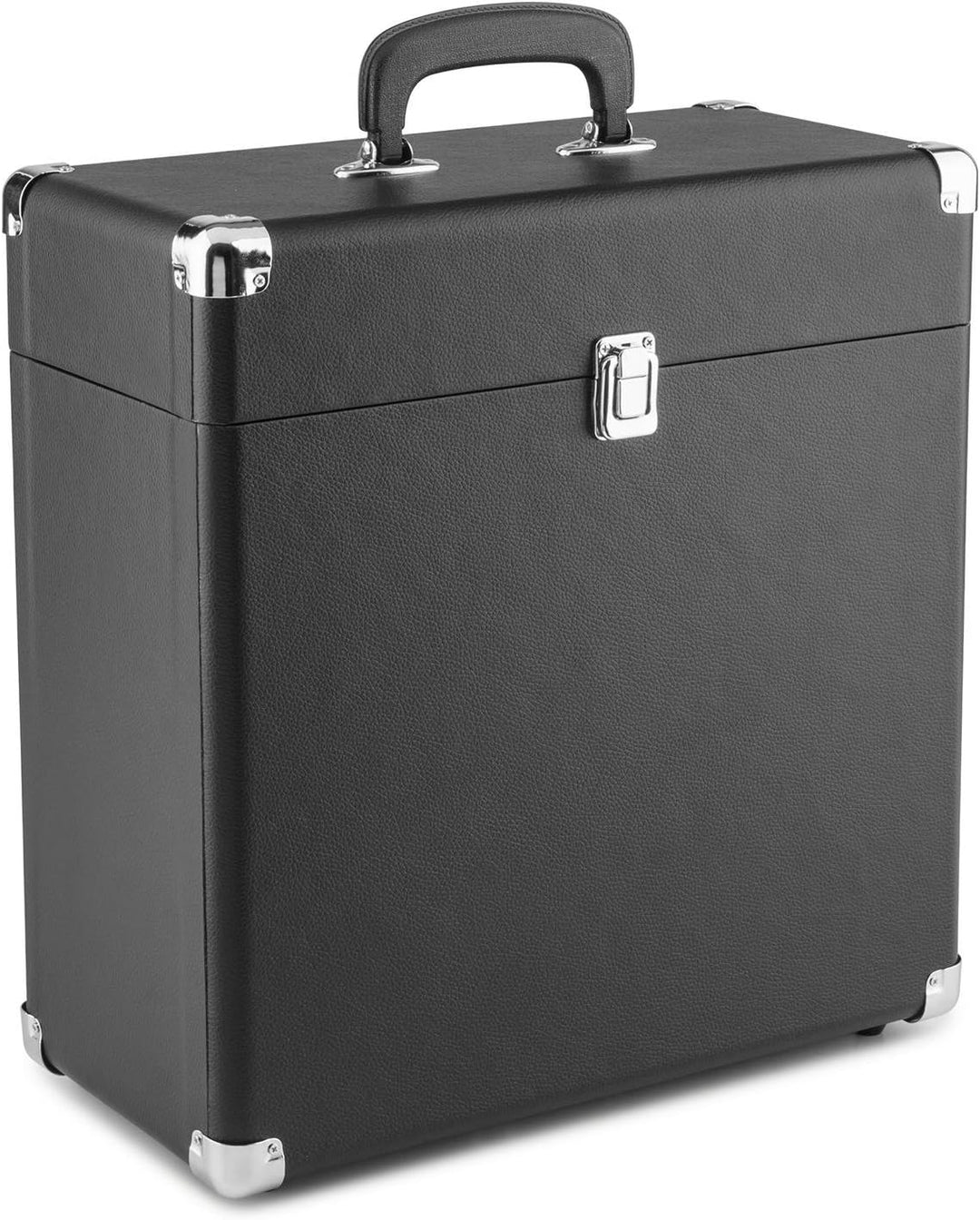 auna TTS6-BL - Schallplattenkoffer, Recordbox, Platten-Case, für 30 LP, Kunstleder, Retro-Design, In