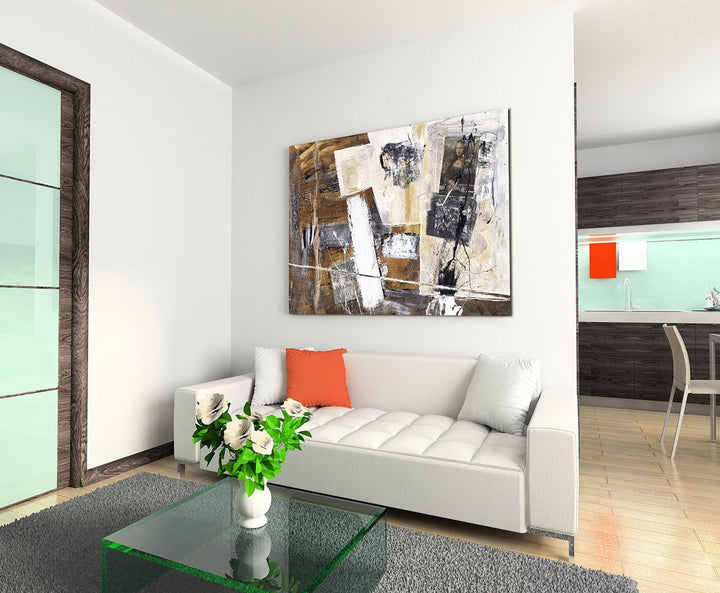 Paul Sinus Art 80x60cm Fotoleinwand Leinwanddruck Kunstdruck Wandbild grau braun beige Grunge