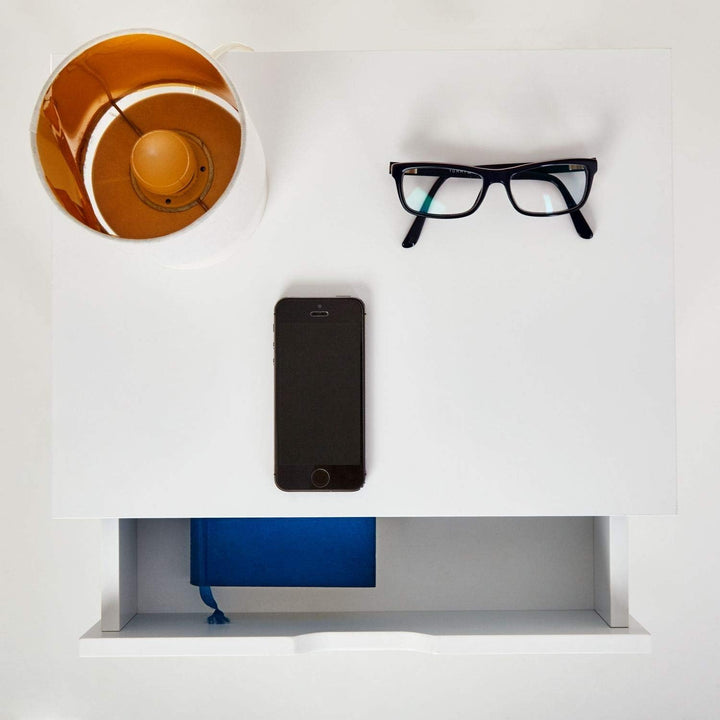 Furniture for Friends Möbelfreude Doluna Nachtkonsole Tjark Nachttisch mit Schublade | Weiss mit Hol