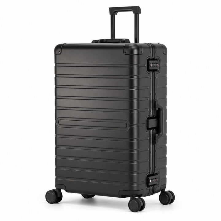 Travelhouse Oslo Alu Reisekoffer Schwarz L-75cm Hartschalenkoffer Reisetrolley Suitecase Trolley 2X