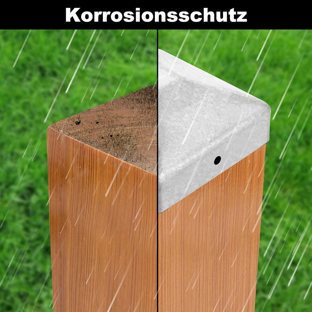 24 Stück Pfostenkappe 7x7, Einschlaghülse 70x70MM, Zaunpfosten Metall, Pyramiden Form Zaunpfosten Ka