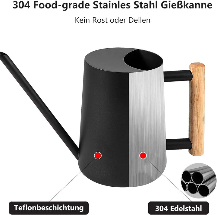 Giesskanne Zimmerpflanzen, 1000ml Metall Edelstahl Giesskanne Kleine Moderne Bewässerung Topf mit la