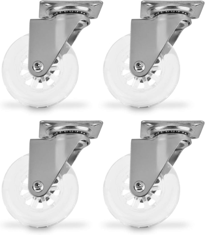 SOTECH 4 Stück Lenkrollen SWIFT Rollen-Ø 75 mm transparent, Transportrollen belastbar bis 140 kg (35