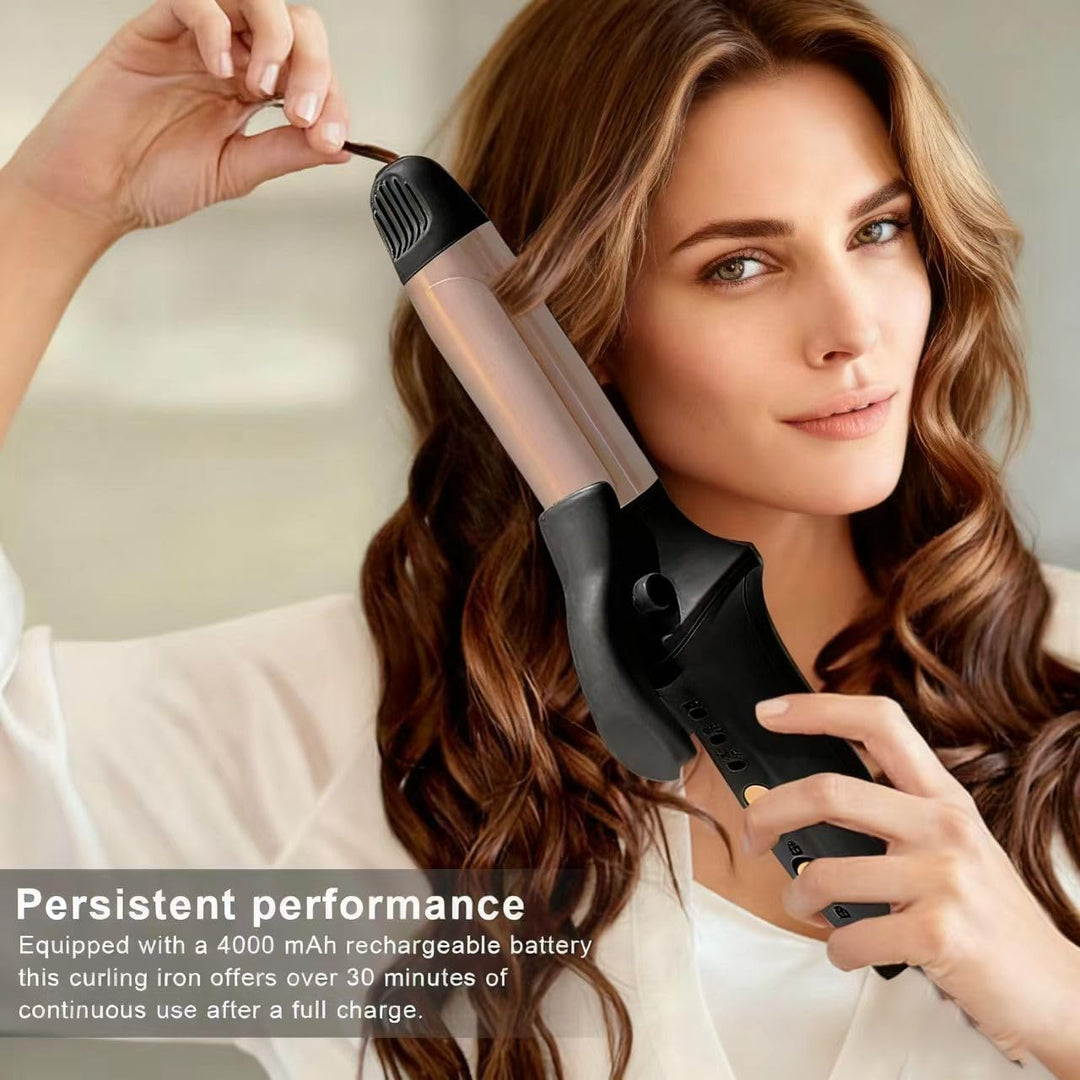 Mini Schnurloser Lockenstab, 25mm Curling Iron mit 3 Einstellbare Temperatur, USB aufladbar, tragbar