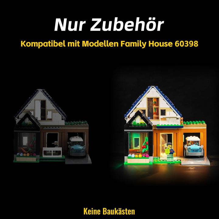 Led Licht Set für Lego Family House and Electric Car 60398 (Kein Lego), Dekorationsbeleuchtungsset f