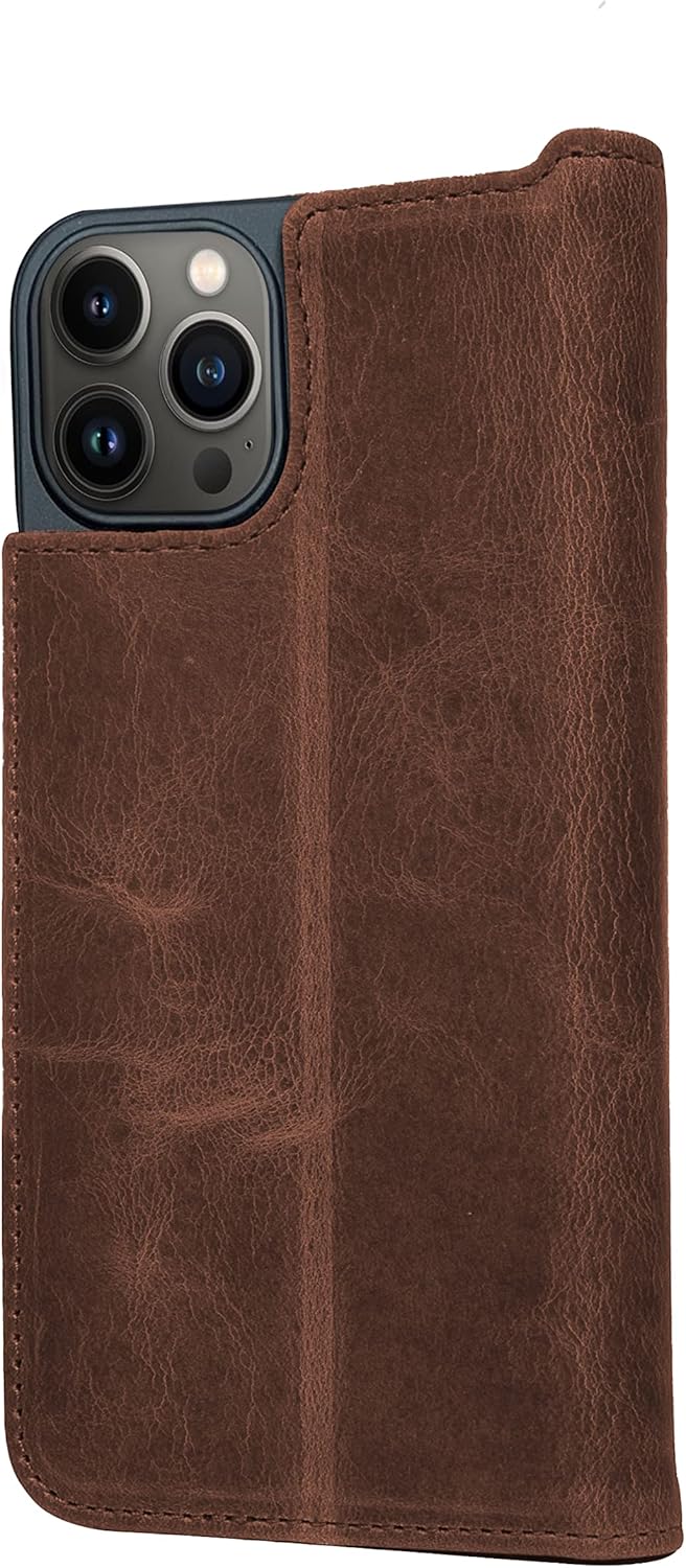 Porter Riley - Lederhülle für iPhone 13 Pro Max (6.7"). Premium Echtleder Standhülle/Ledertasche/Bri