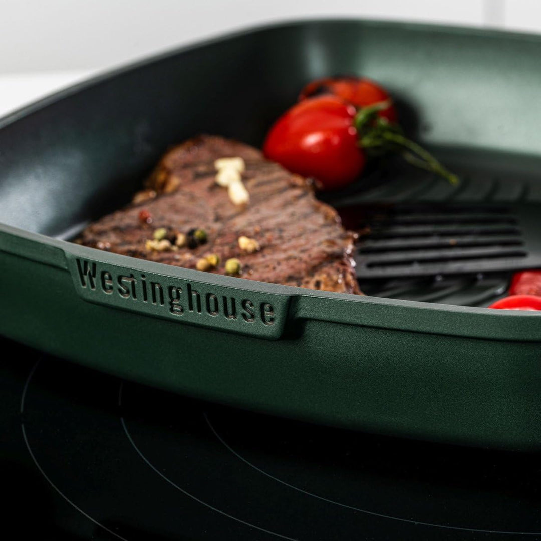 Westinghouse PERFORMANCE SERIES Grillpfanne, Grosse Bratpfanne 28 cm mit Edelstahl-Griff für Indukti