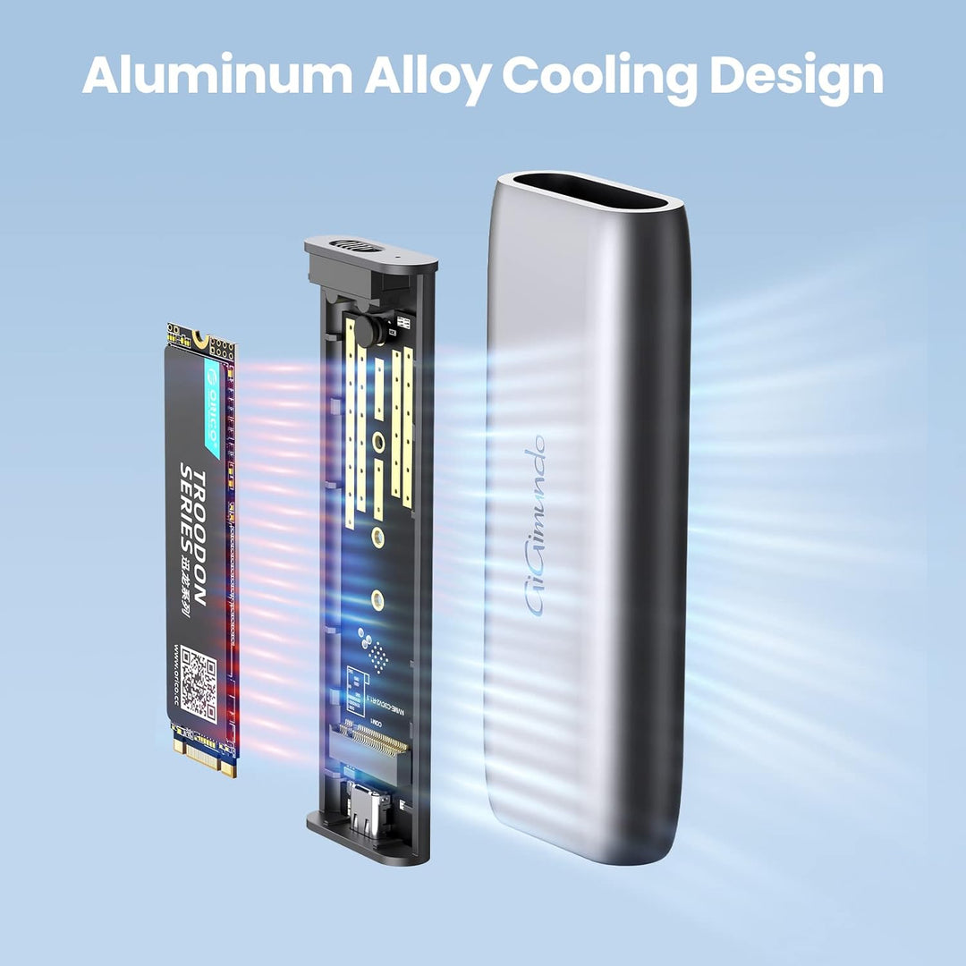 GiGimundo M.2 USB C Aluminium SSD-Gehäuse, USB 3.1 auf M.2 SATA NGFF SSD Case (6 Gbit/s) mit UASP, u