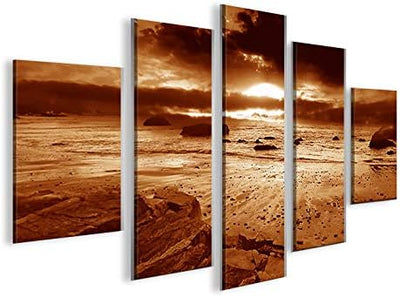 islandburner Bild Bilder auf Leinwand Gold Ocean MF XXL Poster Leinwandbild Wandbild Dekoartikel Woh