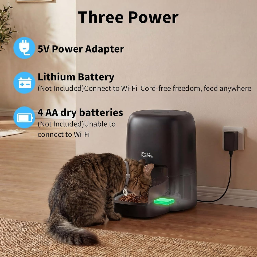 Futterautomat Katze RFID, 5G WiFi Futterspender Katze mit Collar-Tag-Sensor, 4.6L Katzenfutter Autom