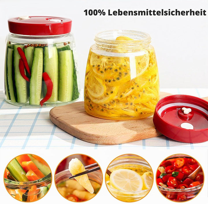 Gärglas,2 Stück1000ml Fermentierglas,Sauerteig Glas,Glas Fermentier,Gläser Fermentier,Sauerteig Star