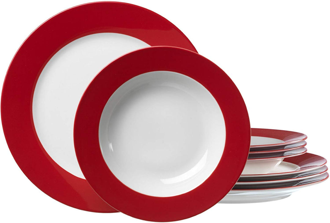 Ritzenhoff & Breker Tafelservice Doppio, 8-teilig, Porzellangeschirr, Rot Rot Tafelservice, Rot Tafe