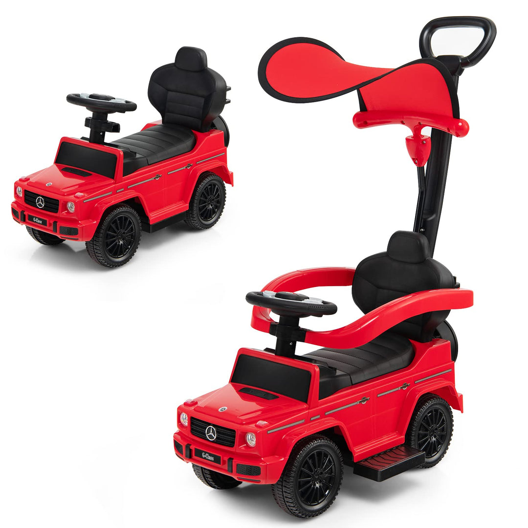 COSTWAY Mercedes Benz Rutschauto, 3 in 1 Rutscher Auto mit Sonnendach & Stauraum & abnehmbaren Schut