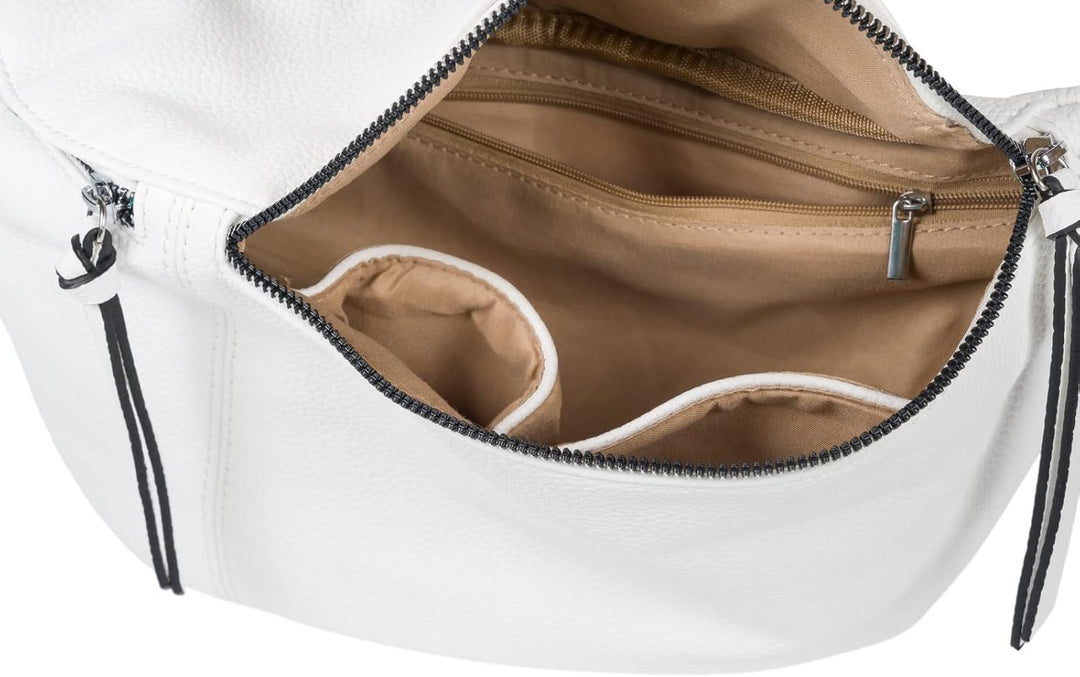 styleBREAKER Damen Halbmond Crossbody Schultertaschen Set 3-Teilig, Schultergurt mit Muster, Schlüss