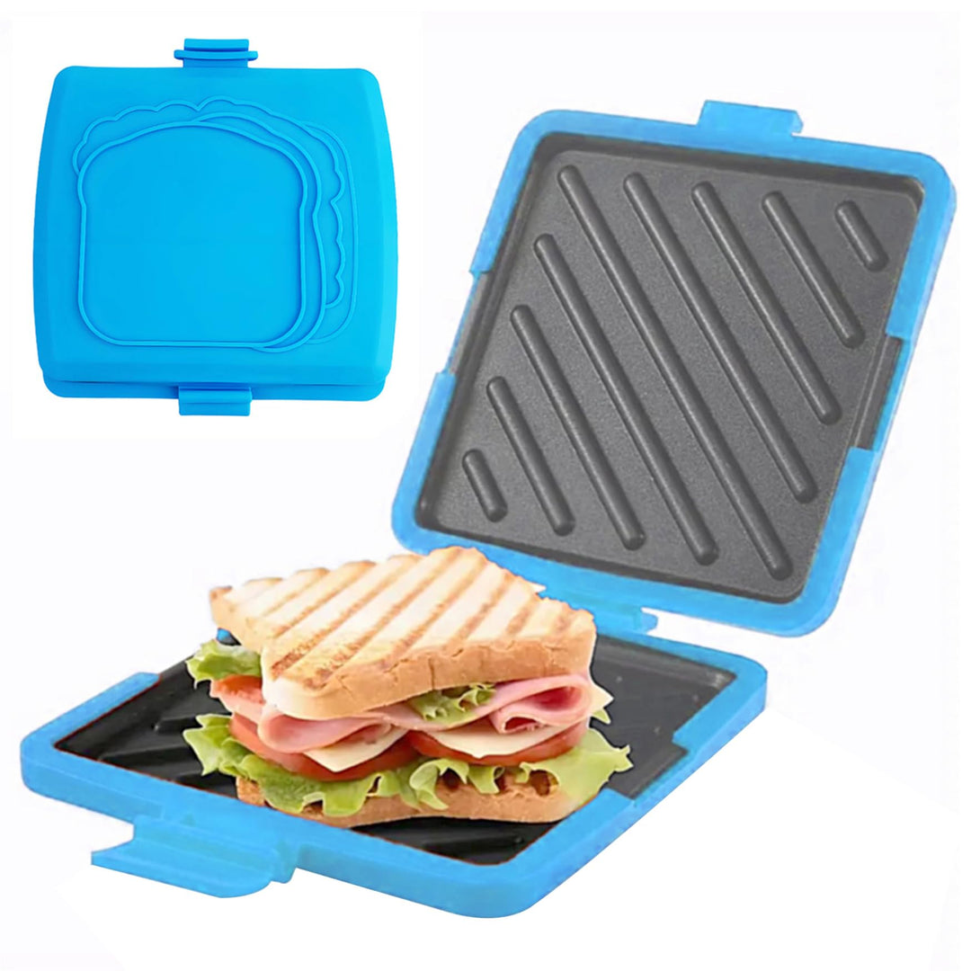 Mikrowellen-Toastie-Sandwich-Maker, Silikon-Toastie-Maker ohne Strom, blau, wiederverwendbar für sch
