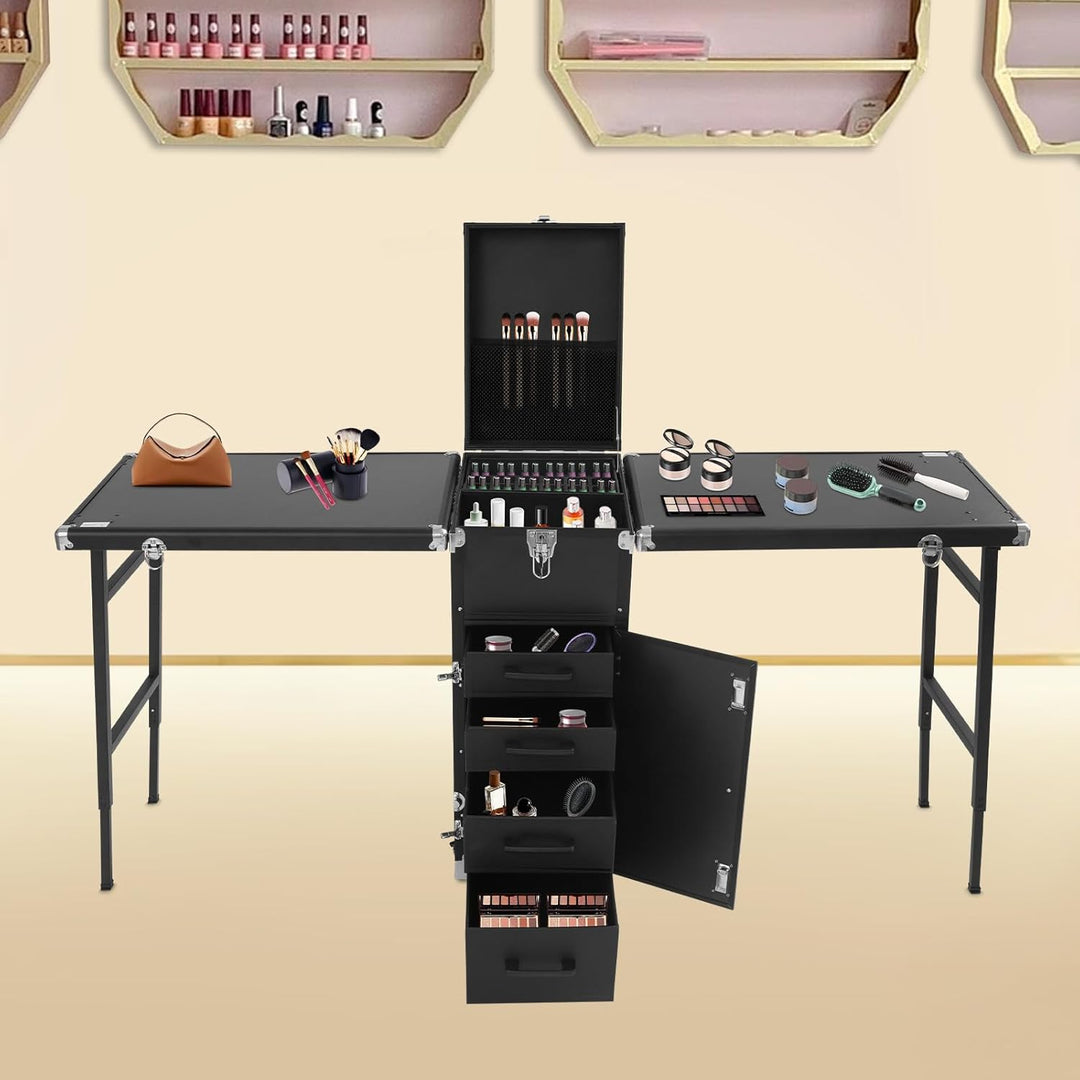 Kosmetikkoffer Rollbarer Maniküretisch Faltbare Nagelstation, Make Up Koffer Gross Kosmetik Trolley