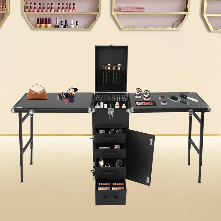 Kosmetikkoffer Rollbarer Maniküretisch Faltbare Nagelstation, Make Up Koffer Gross Kosmetik Trolley