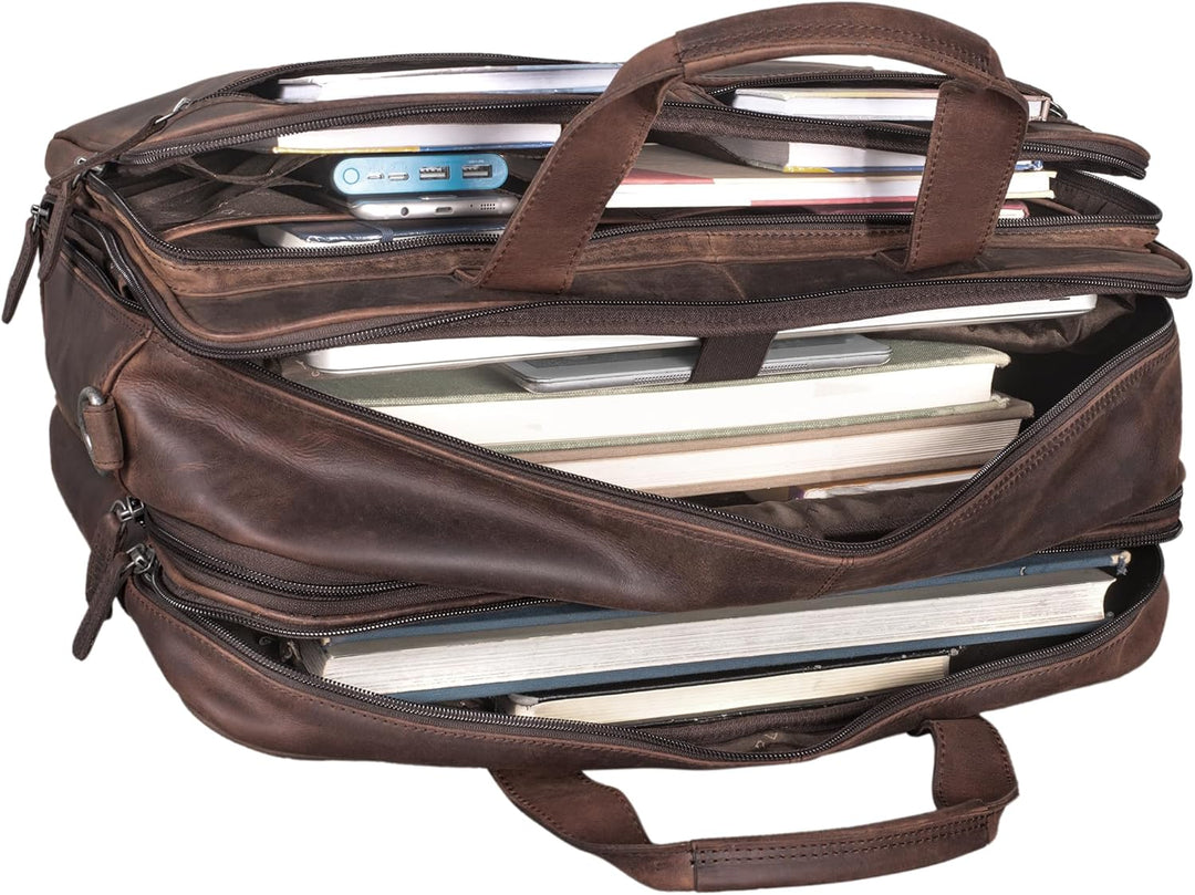 STILORD Gigantus XXL Aktentasche Leder Laptoptasche 17,3 Zoll bis 19 Zoll Sehr Grosse Umhängetasche