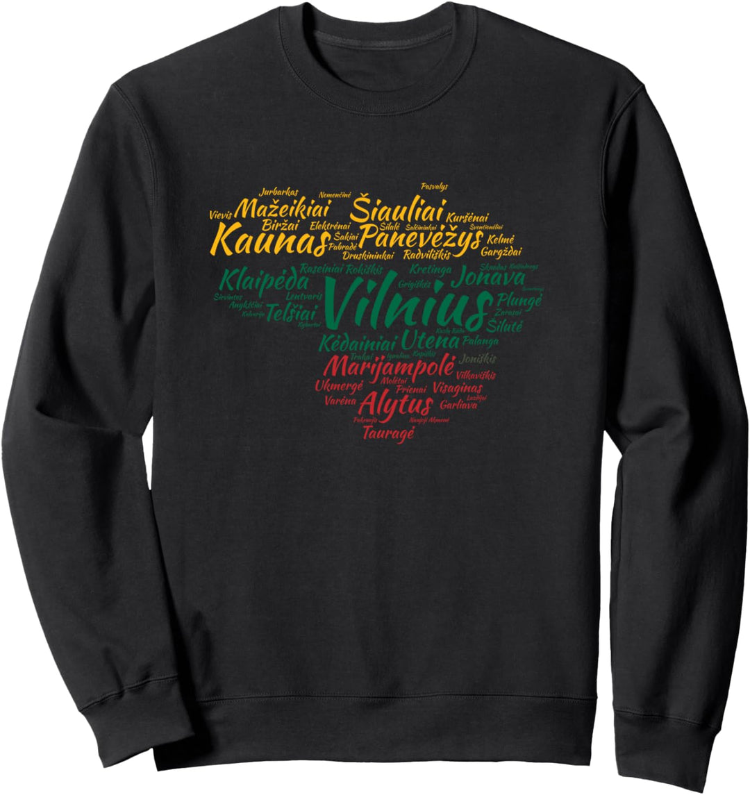 Litauen-Flagge mit litauischer Stadt nennt Wort-Kunst Sweatshirt