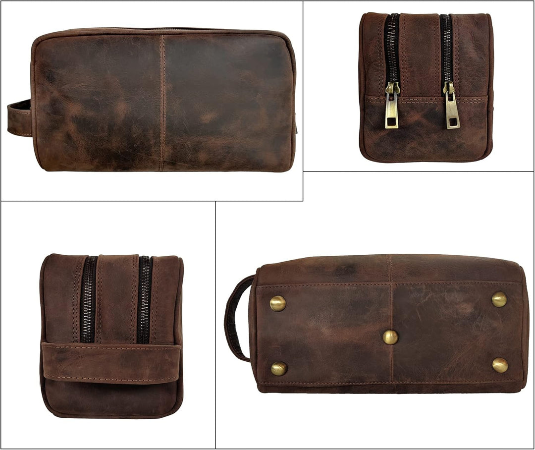 Rustic Town kulturtasche kulturbeutel Leder | Leather Toiletry Bag wash Bag | Leder Kosmetiktasche W