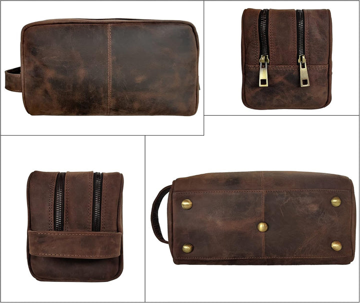 Rustic Town kulturtasche kulturbeutel Leder | Leather Toiletry Bag wash Bag | Leder Kosmetiktasche W