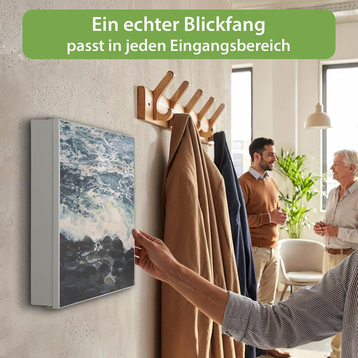 banjado Grosser Schlüsselkasten Metall - Schlüsselbox 30x30cm mit 32 Haken - Schlüsselkasten modern